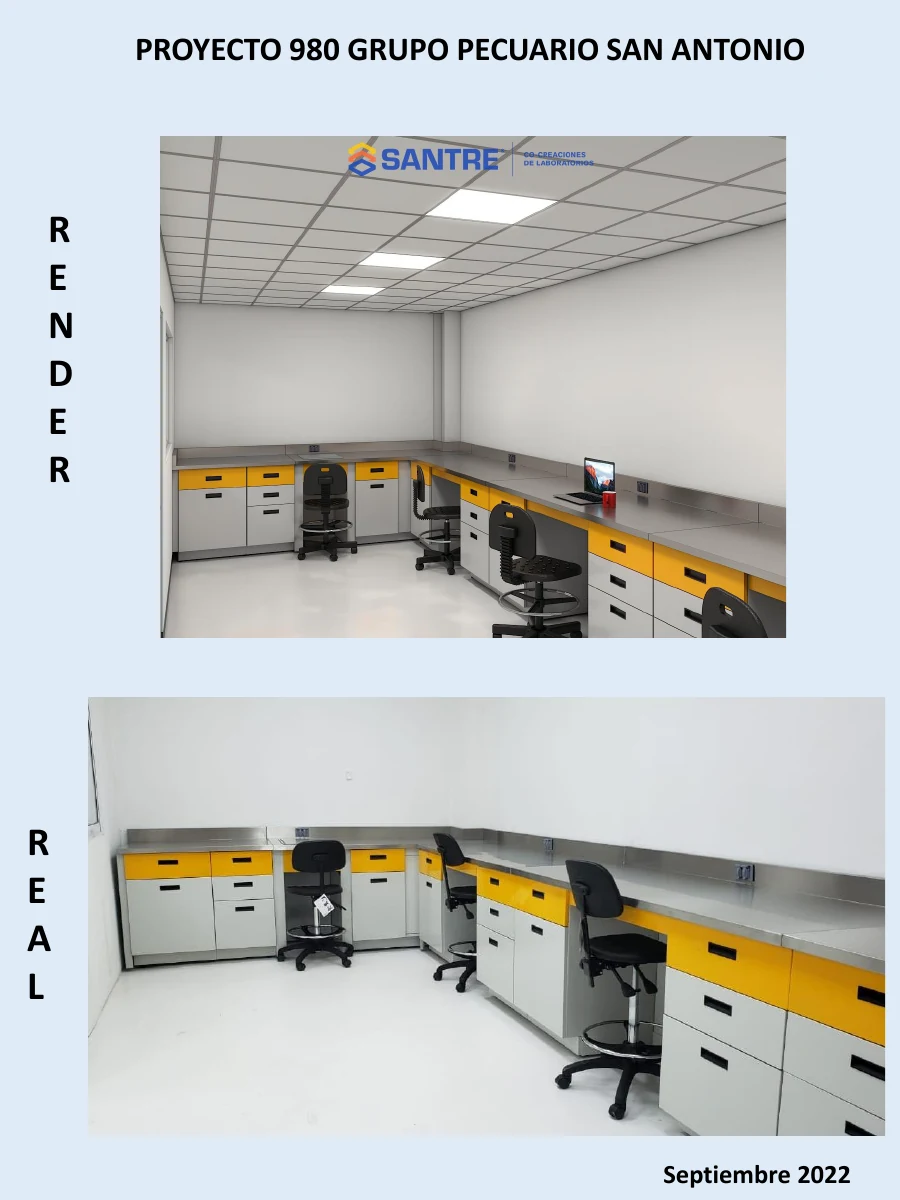 Fotografía del laboratorio terminado con mobiliario instalado