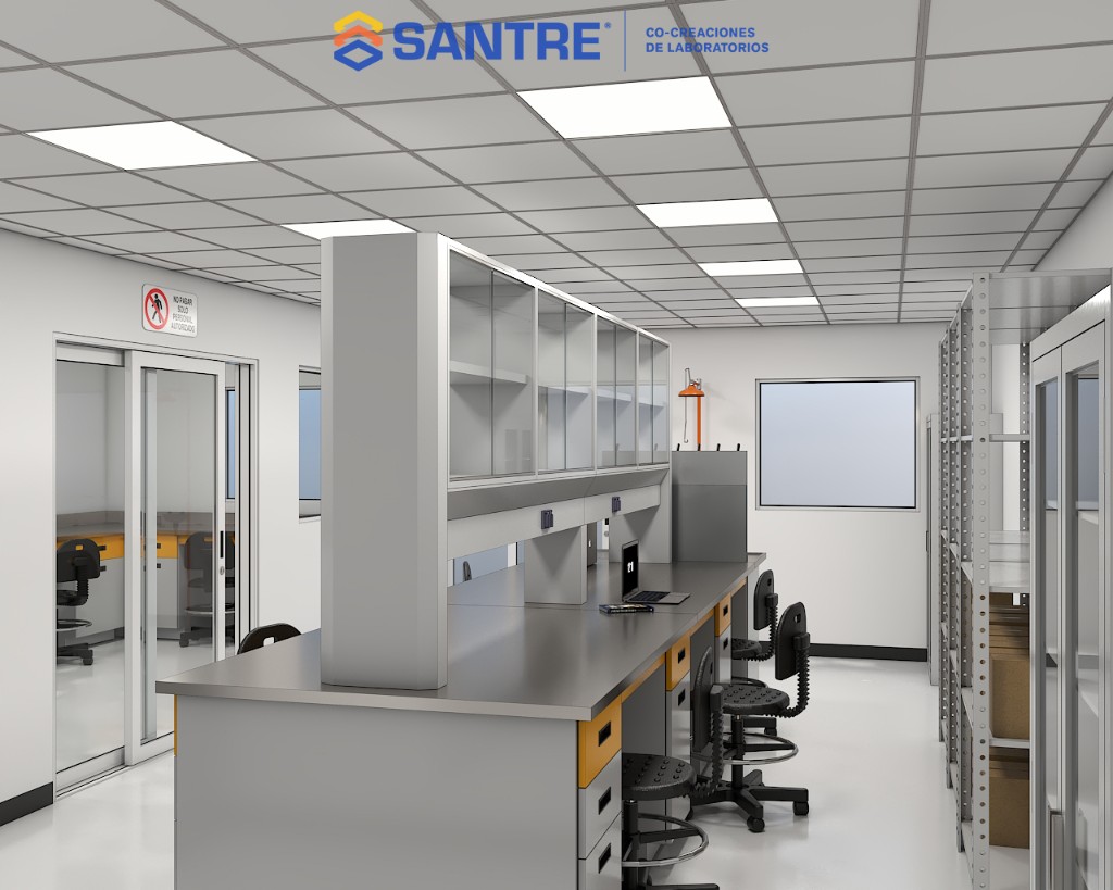 Render del proyecto: Vista lateral de mobiliario instalado