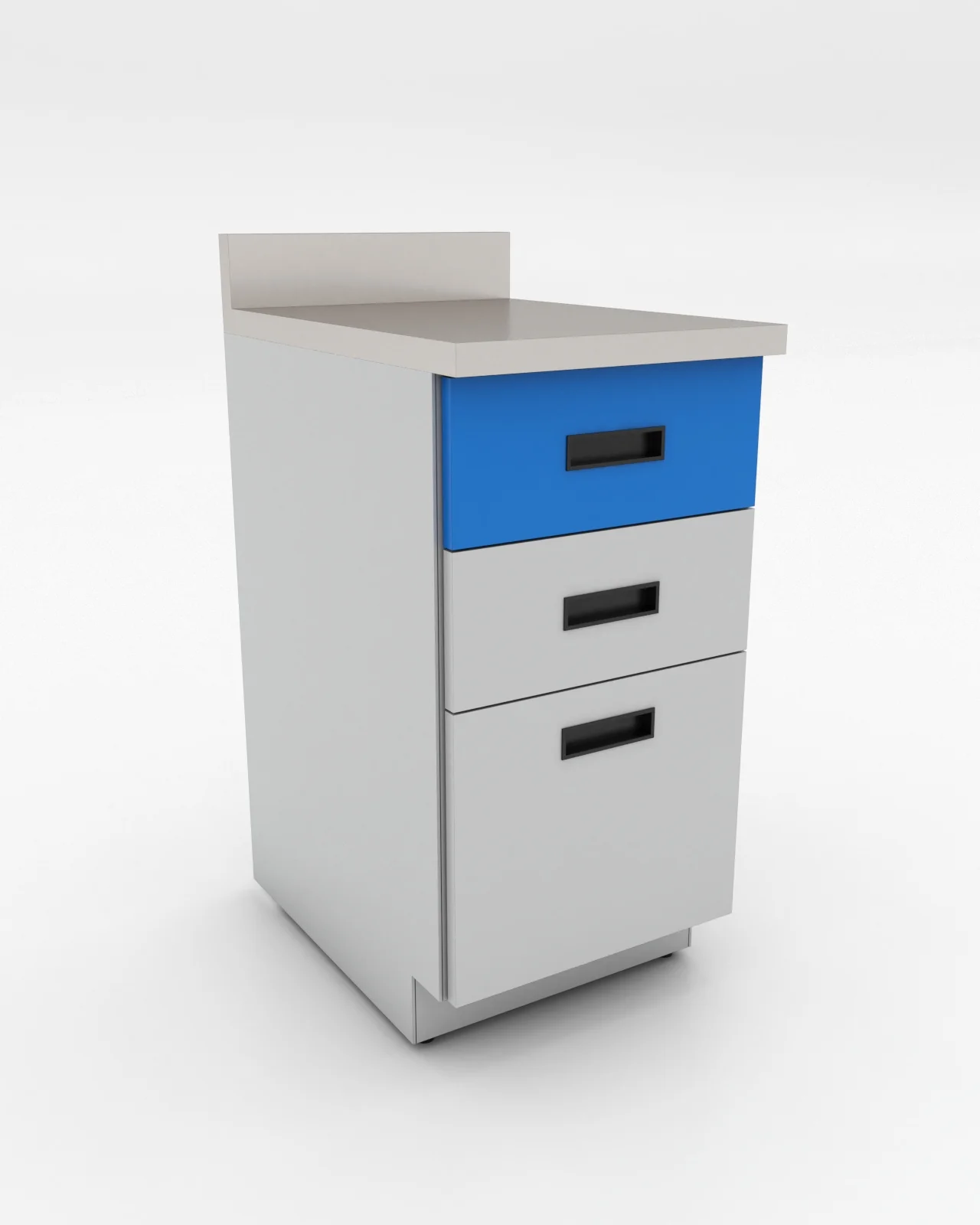 Gabinete de laboratorio a piso con tres cajones