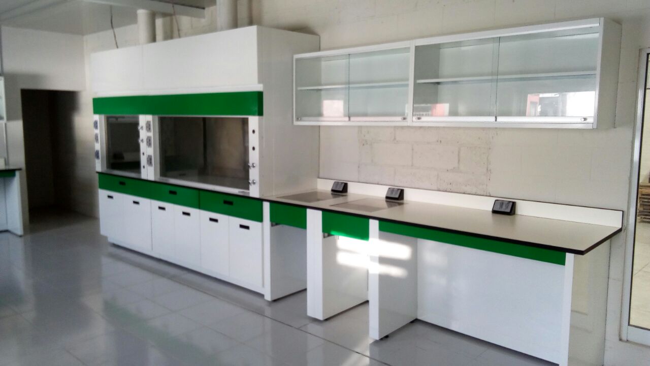 Área de laboratorio con campanas de extracción instaladas