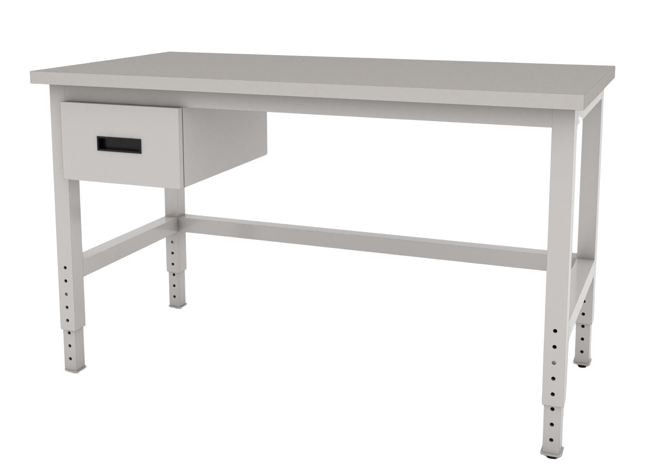 Mesa de laboratorio MEMU estructural de PTR, con altura ajustable y mayor resistencia para equipos de análisis pesados