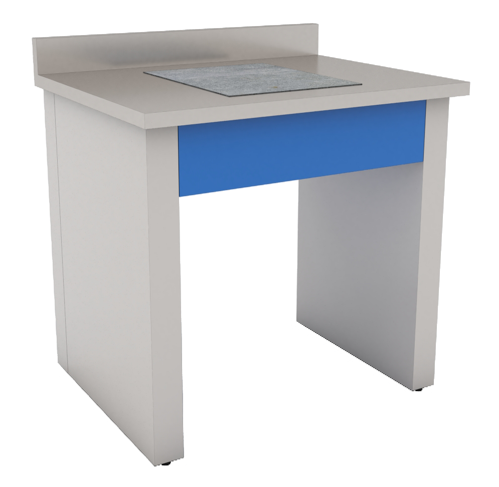Mesa de laboratorio para balanza analítica, con emplazamiento anti-vibración y peso muerto de concreto, diseño ergonómico y espacio de trabajo libre