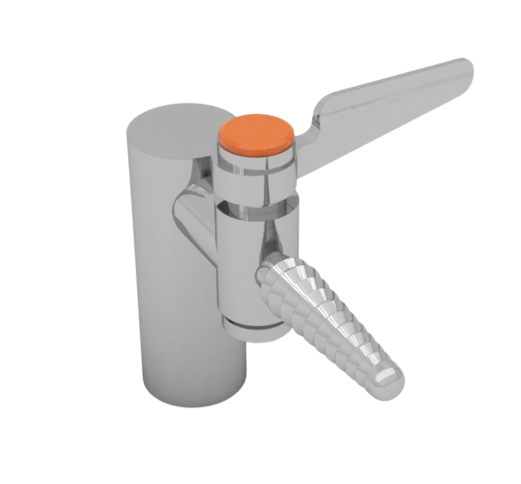 Torreta sencilla de servicio para aire con válvula on/off cromada, ideal para instalación en laboratorios, marca Water Saver