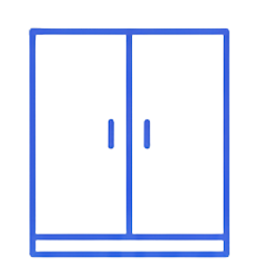 Icono sencillo de dos puertas color azul