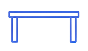 Icono de una mesa sencilla sin cajones color azul