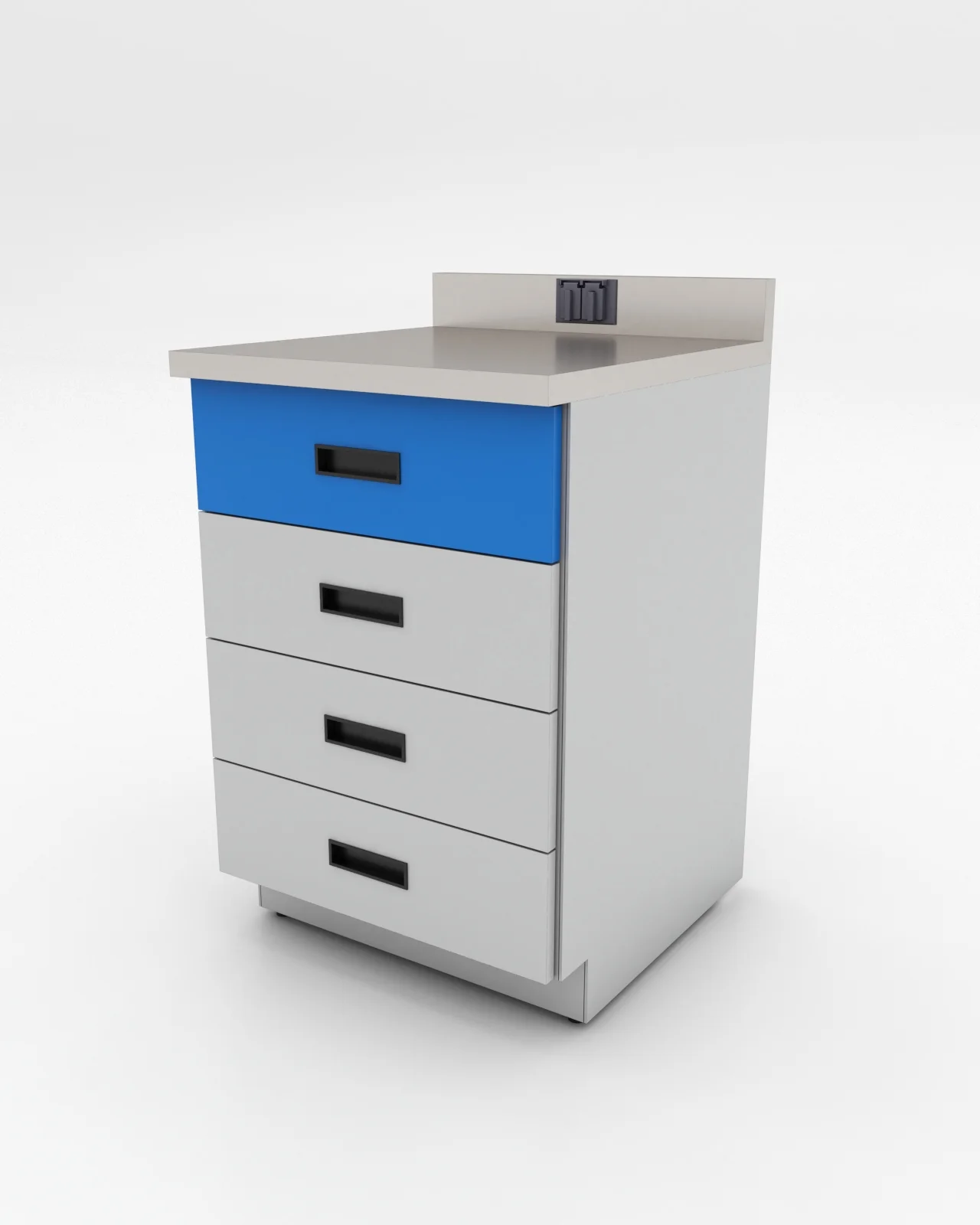 Gabinete a piso con cuatro cajones para laboratorio, fabricado por Santre Industrial en CDMX, Estado de México, Puebla, Morelos, Hidalgo, Tlaxcala y Querétaro